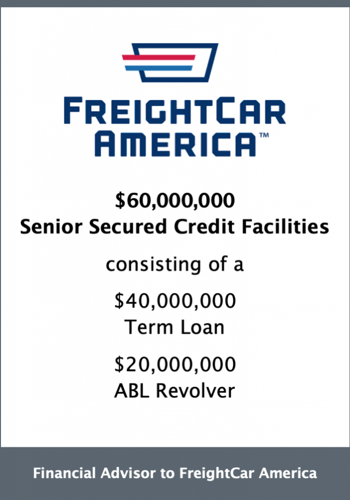 Armory Armory Securities, LLC Announces FreightCar America Closed 60