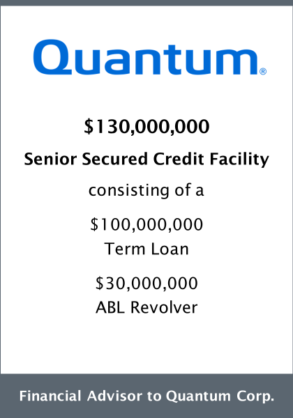 Armory Securities, LLC Announces $130 million Senior Secured Credit Facility for Quantum