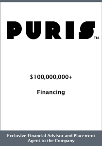 Armory Securities, LLC Announces Over $100 Million of New Financing for PURIS Proteins